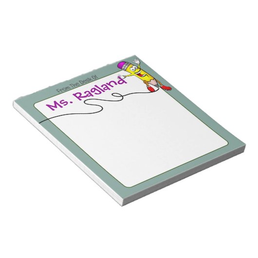 Bloc-note Scribble crayon personnalisé vert sans doublure (Incliné)