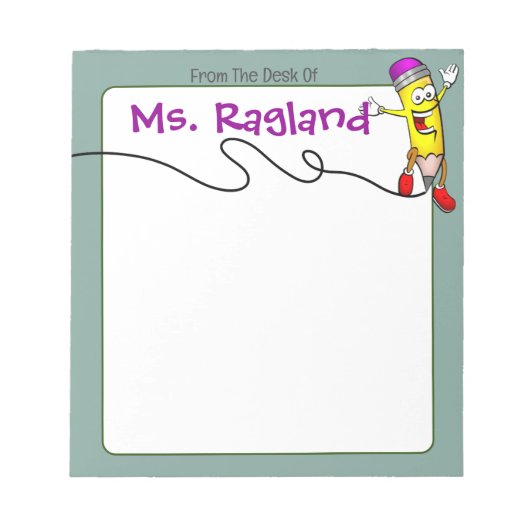 Bloc-note Scribble crayon personnalisé vert sans doublure (Devant)