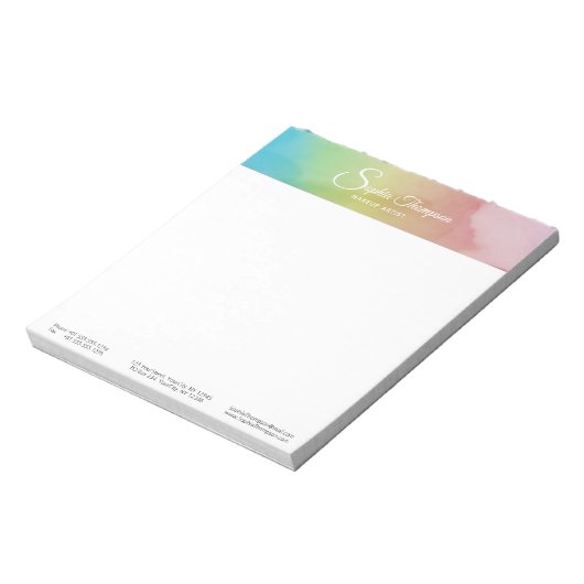 Bloc-note Script d'aquarelle moderne Rainbow Pastel - Bloc-n (Tourné)