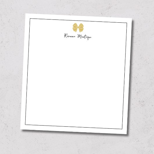 Bloc-note Script de bordure de nœud doré simple Nom personna