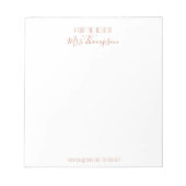 Bloc-note Script De Nom Or Rose Moderne Du Bureau De (Devant)