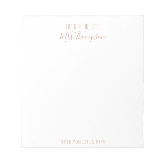 Bloc-note Script De Nom Or Rose Moderne Du Bureau De (Devant)