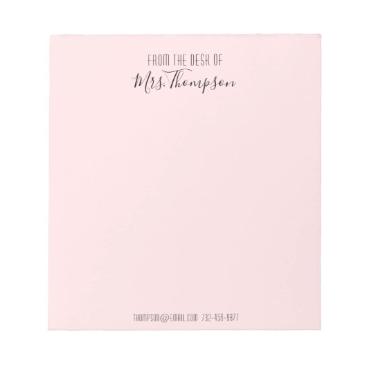 Bloc-note Script De Nom Rose Vierge Moderne Du Bureau De (Devant)