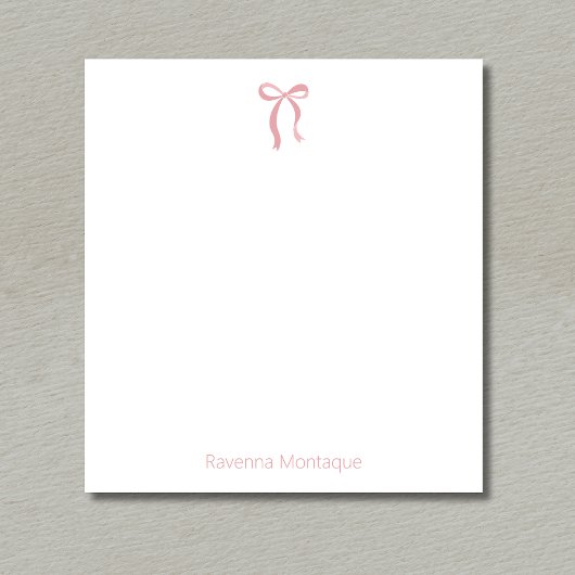Bloc-note Script de ruban de rose Simple Blush avec nom pers