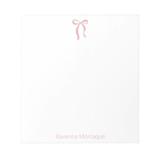 Bloc-note Script de ruban de rose Simple Blush avec nom pers (Devant)