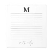 Bloc-note Script de signature personnelle Linked Initial & N (Devant)