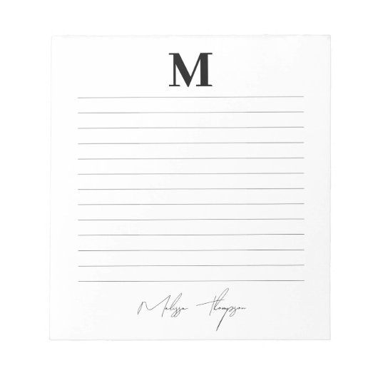 Bloc-note Script de signature personnelle Linked Initial & N (Devant)
