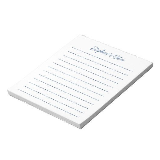 Bloc-note  Script Elegant Navy Blue Lined Personalized (Tourné)