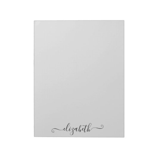 Bloc-note Script élégant personnalisé gris clair (Tourné)