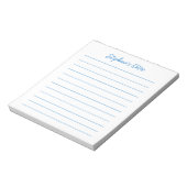 Bloc-note Script Élégant Personnalisé Ligné Bleu (Tourné)
