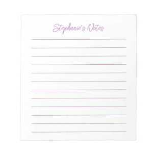 Bloc-note Script Élégant Personnalisé Ligné Lavande