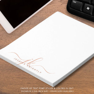 Bloc-note Script en terre cuite moderne Monogrammes Initiale