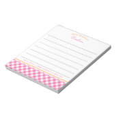 Bloc-note Script En vichy lin rose et orange (Tourné)