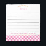 Bloc-note Script En vichy lin rose et orange<br><div class="desc">Ce design est composé d'un motif en vichy en rose et orange chauds préppy avec des lignes pour l'écriture. La collection de produits de coordination est disponible dans notre boutique, zazzle.com/store/doodlelulu. Contactez-nous si vous avez besoin que ce design s'applique à un produit spécifique pour créer votre propre cadeau ou article...</div>
