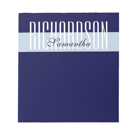 Bloc-note Script géométrique bleu marine moderne unique (Devant)