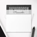 Bloc-note Script géométrique moderne unique noir gris blanc<br><div class="desc">Élégant et moderne personnalisé noir,  gris et blanc minimaliste pavé de notes de conception géométrique minimaliste. Remplacez les détails par les vôtres.</div>