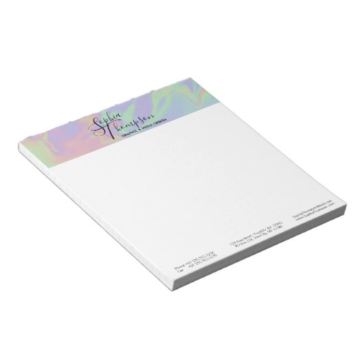 Bloc-note Script holographique moderne Rainbow Pastel - Bloc (Incliné)
