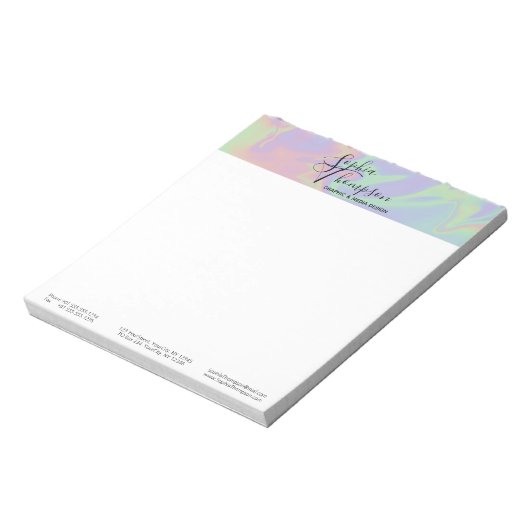 Bloc-note Script holographique moderne Rainbow Pastel - Bloc (Tourné)