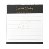 Bloc-note Script Immobilier Or Noir Luxe Professionnel (Devant)