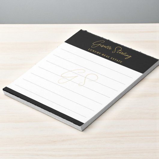 Bloc-note Script Immobilier Or Noir Luxe Professionnel