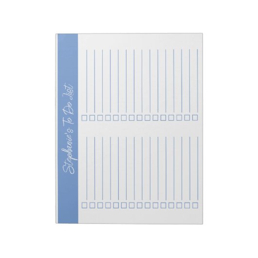 Bloc-note Script Light Blue 8.5x11 Two Column Checklist (Tourné)