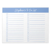 Bloc-note Script Light Blue 8.5x11 Two Column Checklist (Devant)