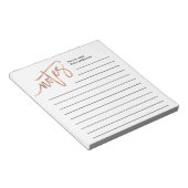 Bloc-note Script manuscrit en or Rose Faux (Incliné)