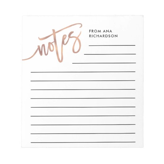 Bloc-note Script manuscrit en or Rose Faux (Devant)