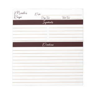 Bloc-note Script moderne Chocolat Brown Mix Recettes