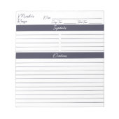 Bloc-note Script moderne Gris ardoise Recettes personnalisée (Devant)
