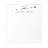 Bloc-note Script moderne minimal Hello Coeur (Devant)
