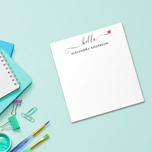Bloc-note Script moderne minimal Hello Coeur