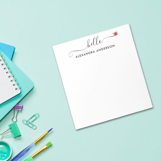 Bloc-note Script moderne minimal Hello Coeur