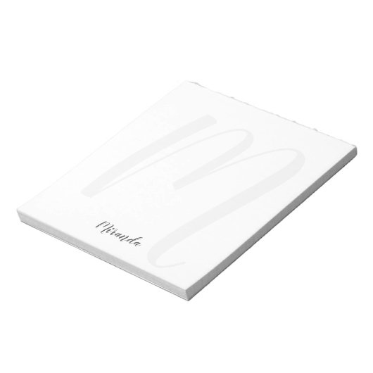 Bloc-note Script moderne Monogramme personnalisé et nom (Tourné)