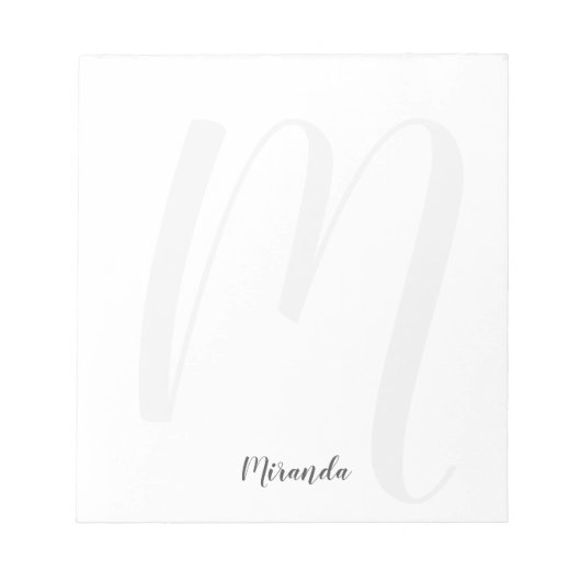 Bloc-note Script moderne Monogramme personnalisé et nom (Devant)