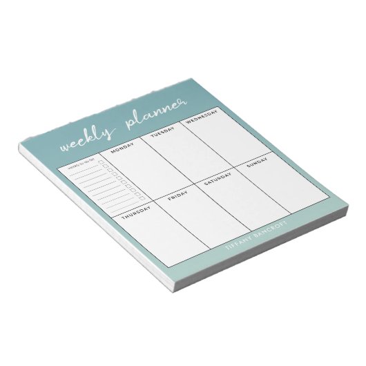 Bloc-note Script moderne Planificateur hebdomadaire | Ajoute (Incliné)
