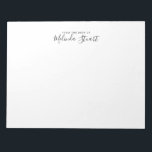 Bloc-note Script moderne professionnel<br><div class="desc">Professional Modern notepad name in black moderne script font style with custom text in black modérn sans serif font style on white background.</div>