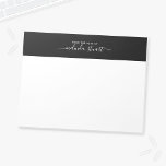 Bloc-note Script moderne professionnel<br><div class="desc">Bloc-notes moderne professionnel avec nom en blanc style de police de script moderne avec texte personnalisé en blanc style de police sans serif moderne,  sur bordure supérieure noire,  sur arrière - plan blanc.</div>