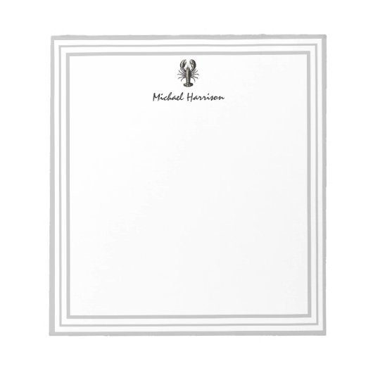 Bloc-note Script moderne tendance Homard vintage Personnalis (Devant)