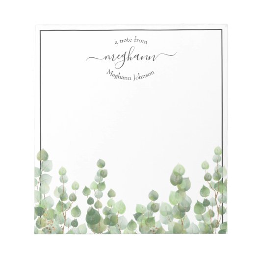 Bloc-note Script Monogramme vert | Depuis Le Bureau De Notep (Devant)
