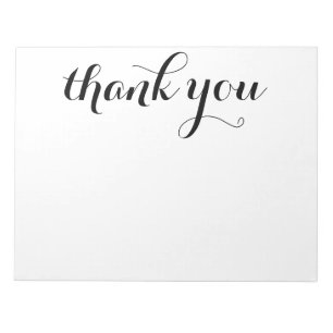 Bloc-note Script noir Merci Impression 11 x 8,5