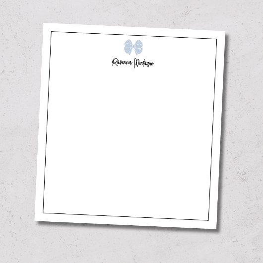 Bloc-note Script personnalisé avec bordure à ruban bleu pous