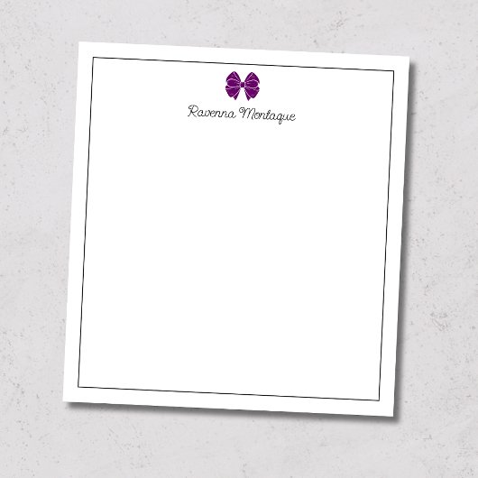 Bloc-note Script personnalisé avec bordure à ruban violet pr