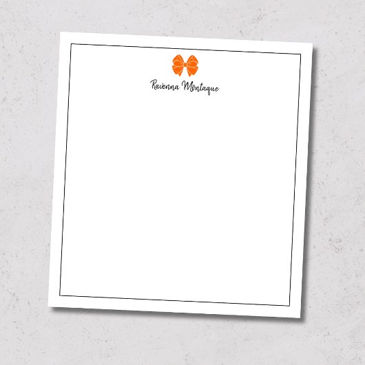 Bloc-note Script personnalisé avec bordure de ruban orange c