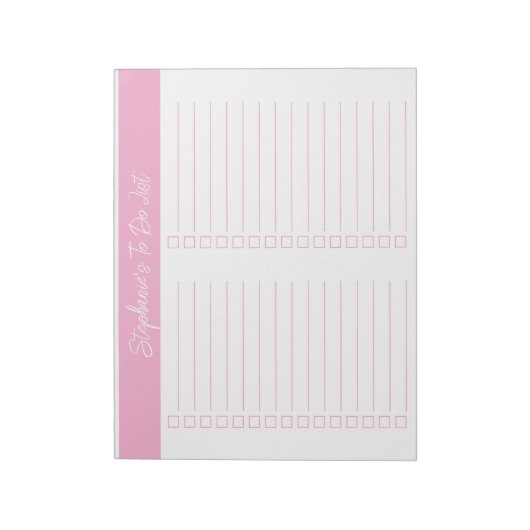 Bloc-note Script Pink 8.5x11 Two Column Checklist (Tourné)