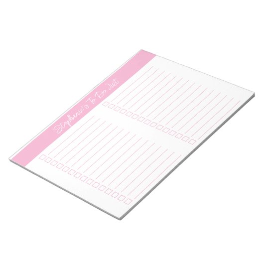 Bloc-note Script Pink 8.5x11 Two Column Checklist (Incliné)