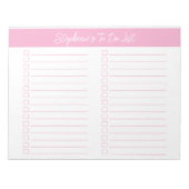Bloc-note Script Pink 8.5x11 Two Column Checklist (Devant)