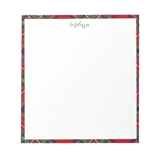 Bloc-note Script Plaid Personnalisé Classique Stewart Tartan (Devant)