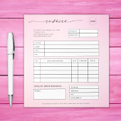 Bloc-note Script rose Réception de facture de la petite entr