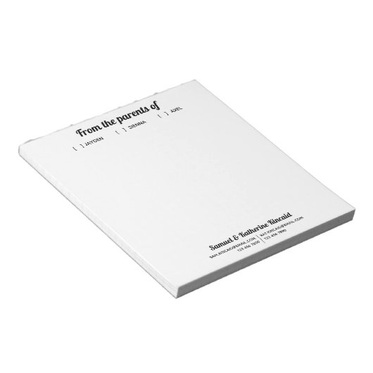 Bloc-note Script Simple Moderne Des Parents De (Incliné)